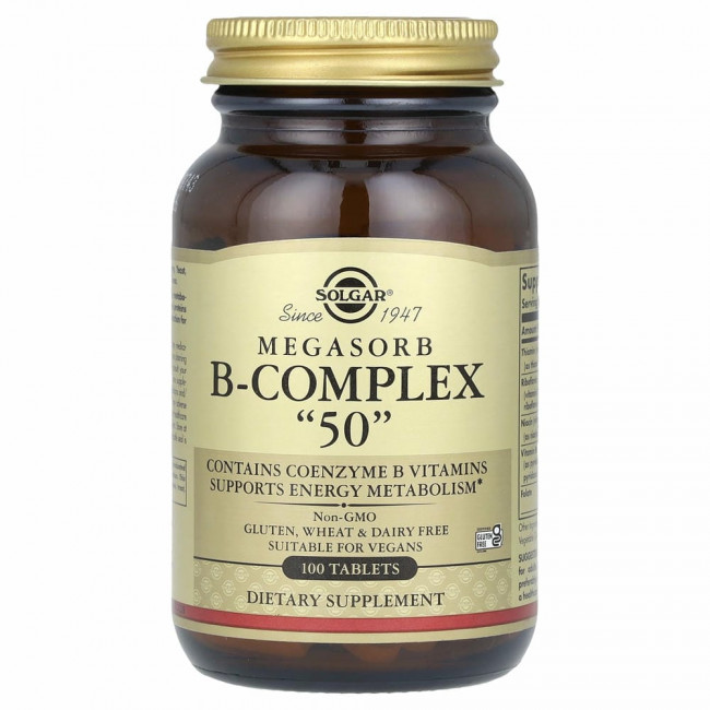 Solgar, Megasorb B-Complex «50», 100 таблеток