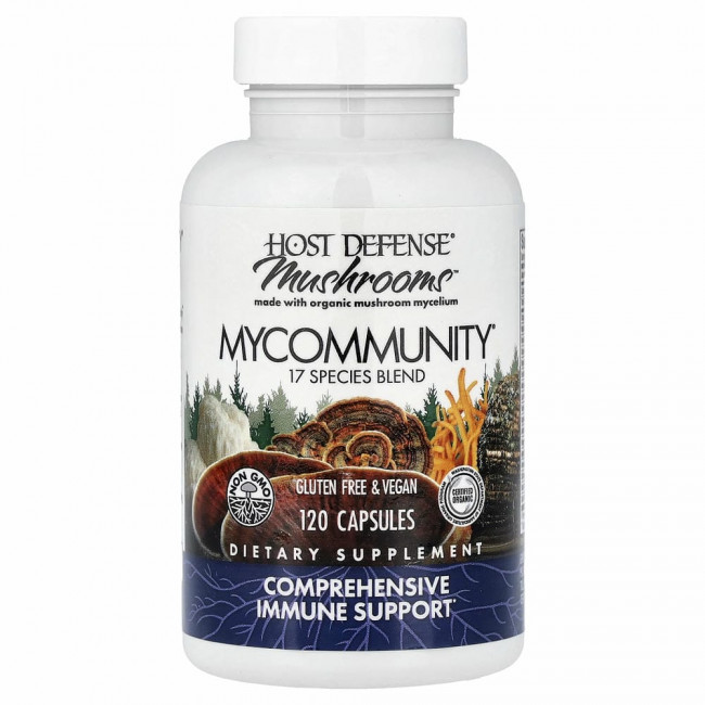 Fungi Perfecti, MyCommunity, комплекс из 17 видов грибов, 120 вегетарианских капсул Fungi Perfecti, MyCommunity, комплекс из 17 видов грибов, 120 вегетарианских капсул