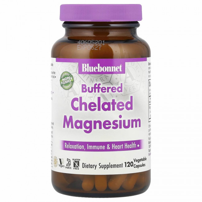 Bluebonnet Nutrition, буферный хелатный магний, 120 растительных капсул