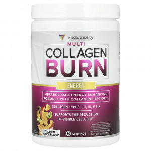 Vitauthority, Multi Collagen Burn, Energy, Tropical Punch, 10.89 унций (309 г)