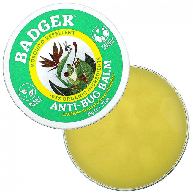 Badger Company, Бальзам для защиты от насекомых с цитронеллой и розмарином, 21 г (0,75 унции) Badger Company, Бальзам для защиты от насекомых с цитронеллой и розмарином, 21 г (0,75 унции)