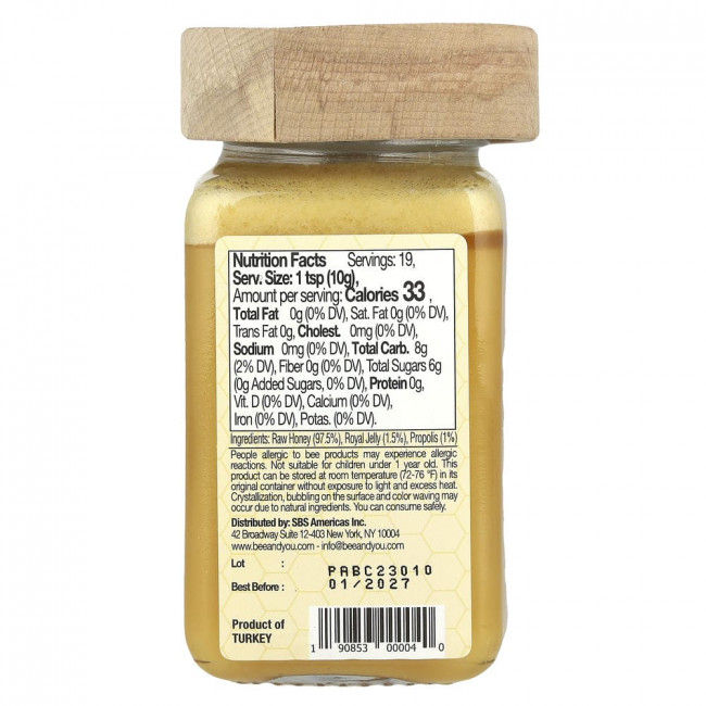 Bee & You, натуральный мед, прополис, маточное молочко, для детей, 190 г (6,7 унций)