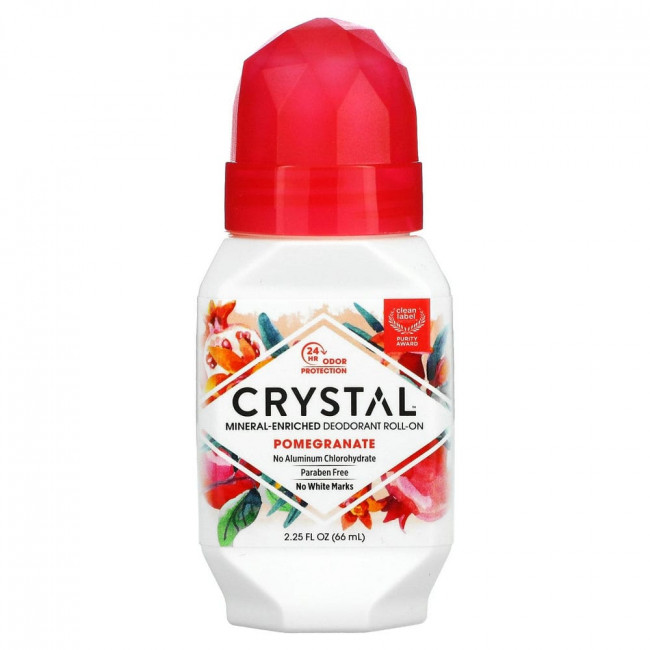 Crystal Body Deodorant, Натуральный шариковый дезодорант с гранатом, 2,25 жидкой унции (66 мл)