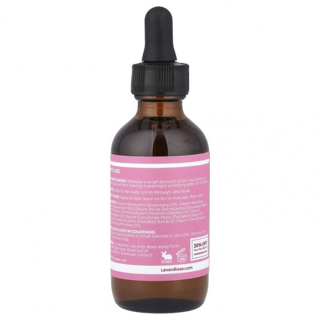 Leven Rose, Масло для волос с розмарином, 60 мл (2 жидк. Унции) Leven Rose, Масло для волос с розмарином, 60 мл (2 жидк. Унции)