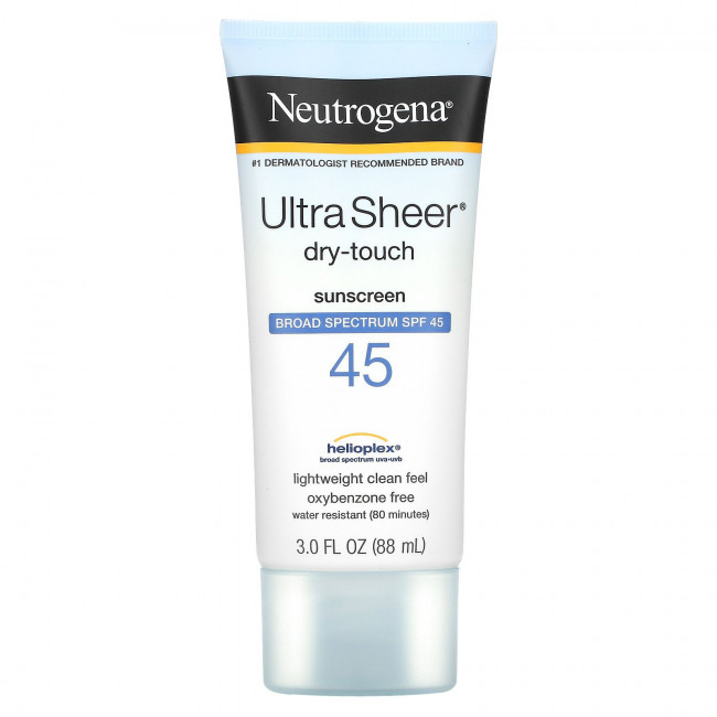 Neutrogena, Ultra Sheer, сухой на ощупь солнцезащитный крем, SPF 45, 88 мл (3 жидк. унции) Neutrogena, Ultra Sheer, сухой на ощупь солнцезащитный крем, SPF 45, 88 мл (3 жидк. унции)