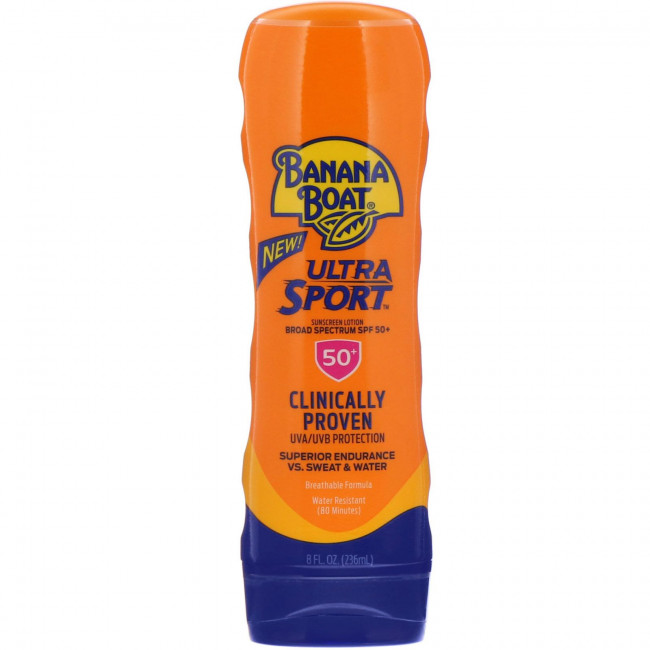 Banana Boat, Ultra Sport, солнцезащитный лосьон, SPF 50, 236 мл (8 унций) Banana Boat, Ultra Sport, солнцезащитный лосьон, SPF 50, 236 мл (8 унций)