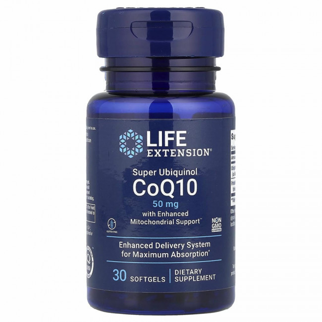 Life Extension, суперубихинол коэнзим Q10 с улучшенной поддержкой митохондрий, 50 мг, 30 капсул Life Extension, суперубихинол коэнзим Q10 с улучшенной поддержкой митохондрий, 50 мг, 30 капсул