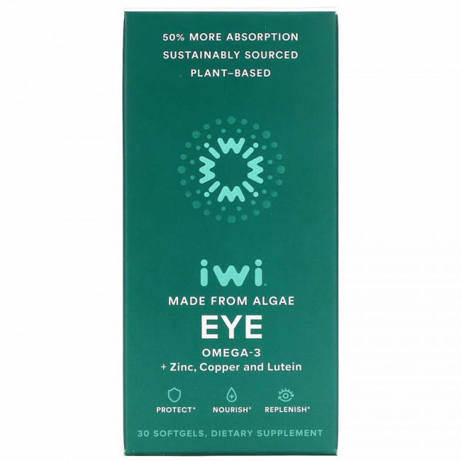 iWi, Для глаз, омега-3 + цинк, медь и лютеин, 30 мягких таблеток