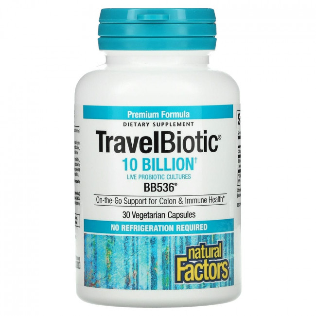Natural Factors, Travel Biotic, BB536, 10 миллиардов, 30 вегетарианских капсул Natural Factors, Travel Biotic, BB536, 10 миллиардов, 30 вегетарианских капсул