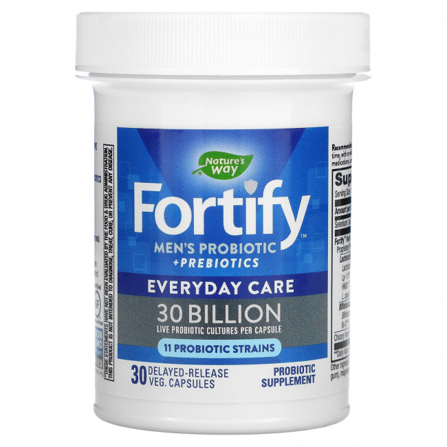 Nature's Way, Fortify, пробиотики и пребиотики для мужчин, ежедневный уход, 30 млрд, 30 растительных с отсроченным высвобождением. капсул с отсроченным высвобождением Nature's Way, Fortify, пробиотики и пребиотики для мужчин, ежедневный уход, 30 млрд, 30 растительных с отсроченным высвобождением. капсул с отсроченным высвобождением