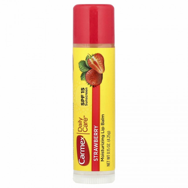Carmex, Daily Care, увлажняющий бальзам для губ, клубника, SPF 15, 4,25 г (0,15 унции)