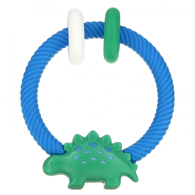 itzy ritzy, Ritzy Rattle, силиконовый прорезыватель с погремушкой, для детей от 3 месяцев, динозавр, 1 прорезыватель для зубов itzy ritzy, Ritzy Rattle, силиконовый прорезыватель с погремушкой, для детей от 3 месяцев, динозавр, 1 прорезыватель для зубов