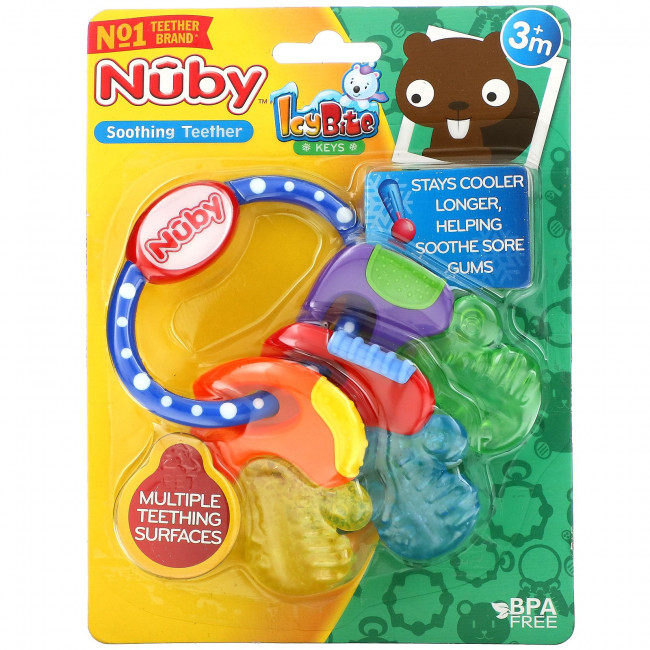 Nuby, Soothing Teether, Icy Bite Keys, Blue, 3+ M, 1 Piece Nuby, Soothing Teether, Icy Bite Keys, Blue, 3+ M, 1 Piece