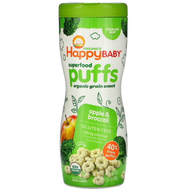Happy Family Organics, Суперпродукт, колечки, яблоко и брокколи, 60 г (2,1 унции) Happy Family Organics, Суперпродукт, колечки, яблоко и брокколи, 60 г (2,1 унции)