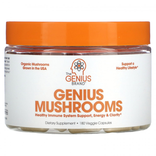 The Genius Brand, Genius Mushrooms, 180 растительных капсул The Genius Brand, Genius Mushrooms, 180 растительных капсул