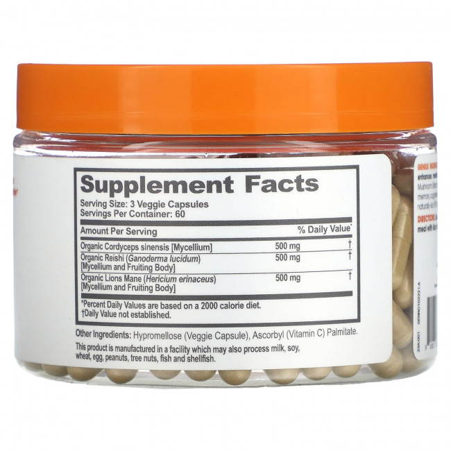 The Genius Brand, Genius Mushrooms, 180 растительных капсул The Genius Brand, Genius Mushrooms, 180 растительных капсул
