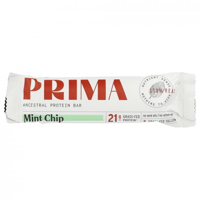 Протеиновый батончик Prima Ancestral, мятный с кусочками шоколада, 7 батончиков, по 57 г каждый.