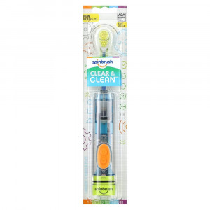Spinbrush, Clear & Clean, электрическая зубная щетка, для детей от 3 лет, мягкая, 1 электрическая зубная щетка