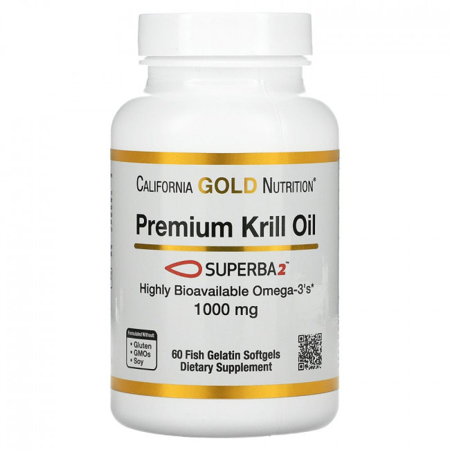 California Gold Nutrition, SUPERBA2™, масло криля премиального качества, 1000 мг, 60 мягких таблеток