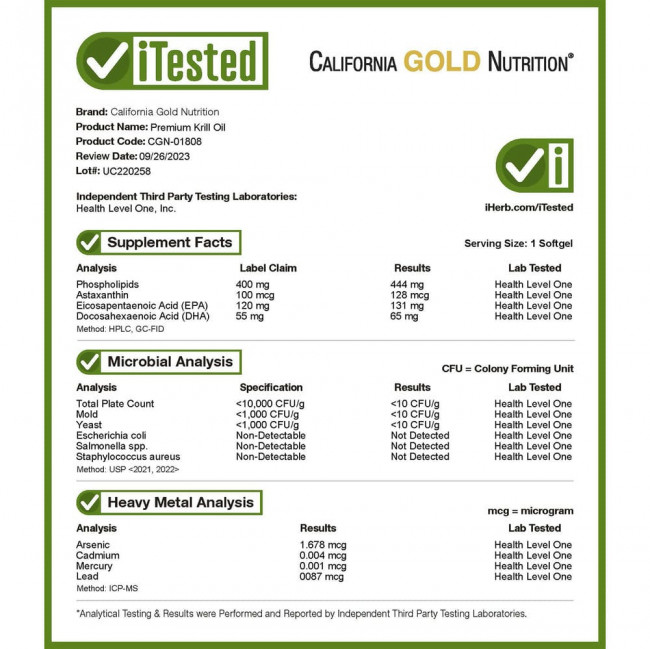 California Gold Nutrition, SUPERBA2™, масло криля премиального качества, 1000 мг, 60 мягких таблеток