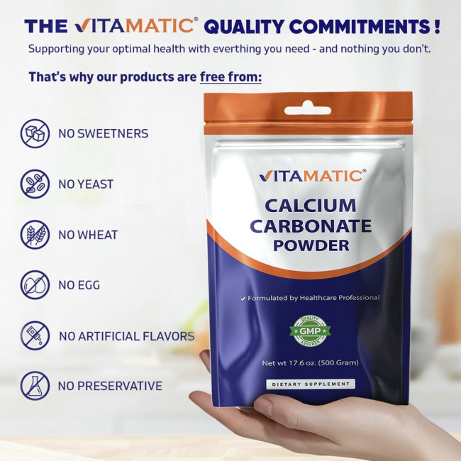 Vitamatic, порошок карбоната кальция, 500 г (17,6 унций)
