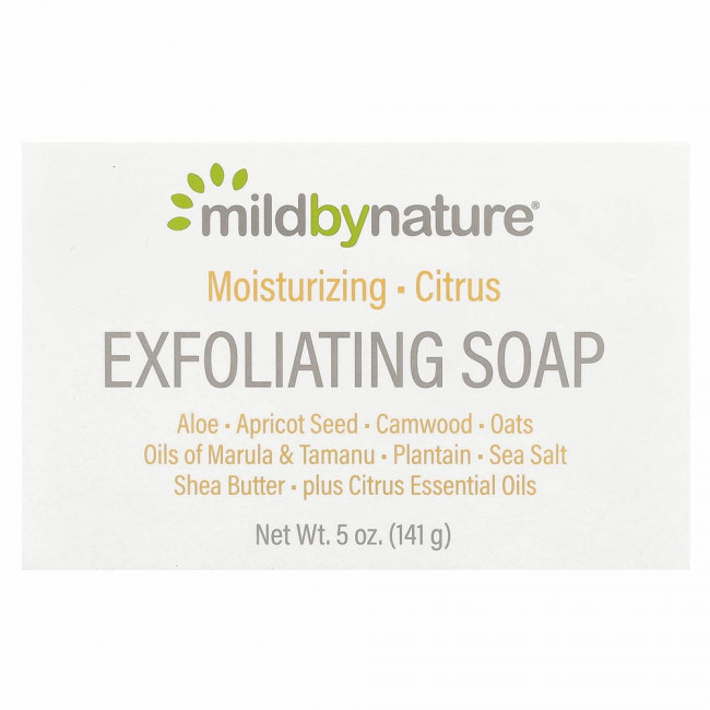 Mild By Nature, отшелушивающее мыло, с маслами марулы, таману и ши, с цитрусовым ароматом, 141 г (5 унций)