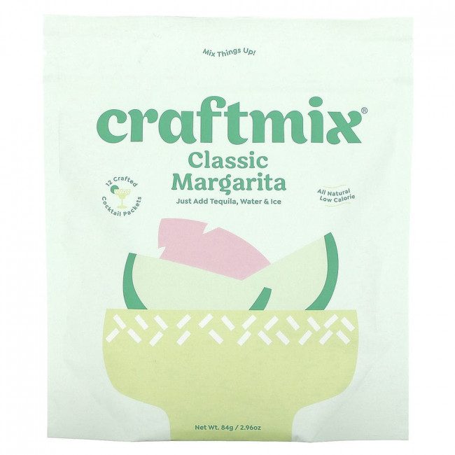 Craftmix, Пакетики для коктейлей, классическая маргарита, 12 пакетиков, 84 г (2,96 унции)