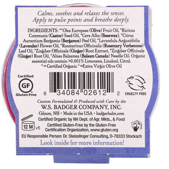 Badger Company, Органический бальзам для сна, лаванда и бергамот, 21 г (0,75 унции) Badger Company, Органический бальзам для сна, лаванда и бергамот, 21 г (0,75 унции)