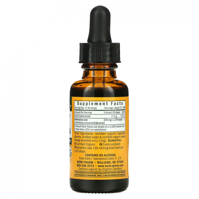 Herb Pharm, эхинацея для детей, без спирта, со вкусом апельсина, 30 мл (1 жидк. унция) Herb Pharm, эхинацея для детей, без спирта, со вкусом апельсина, 30 мл (1 жидк. унция)
