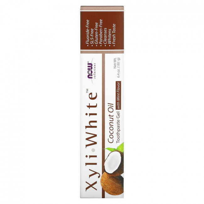 NOW Foods, Solutions, XyliWhite, зубная гель-паста с кокосовым маслом, мята, 181 г (6,4 унции) NOW Foods, Solutions, XyliWhite, зубная гель-паста с кокосовым маслом, мята, 181 г (6,4 унции)