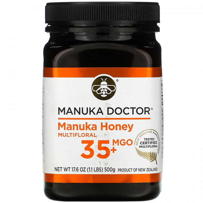 Manuka Doctor, Многоцветковый мед манука, MGO 35+, 500 г (17,6 унции) Manuka Doctor, Многоцветковый мед манука, MGO 35+, 500 г (17,6 унции)