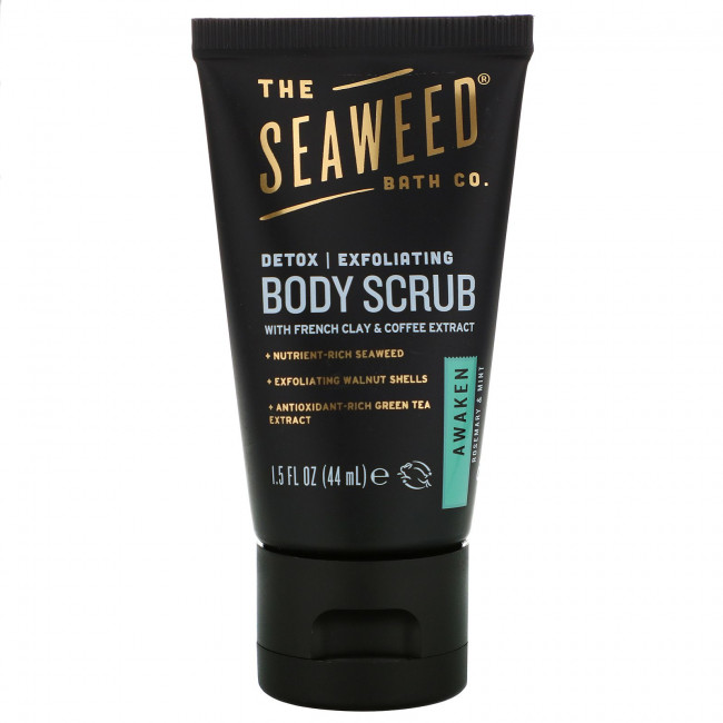 The Seaweed Bath Co., Отшелушивающий детокс-скраб для тела Awaken, розмарин и мята, 1,5 жидких унции (44 мл)
