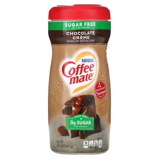 Coffee Mate, сухие сливки для кофе, без сахара, со вкусом шоколадного крема, 289,1 г (10,2 унции) Coffee Mate, сухие сливки для кофе, без сахара, со вкусом шоколадного крема, 289,1 г (10,2 унции)