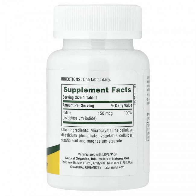 NaturesPlus, йодид калия, 150 мкг, 100 таблеток NaturesPlus, йодид калия, 150 мкг, 100 таблеток