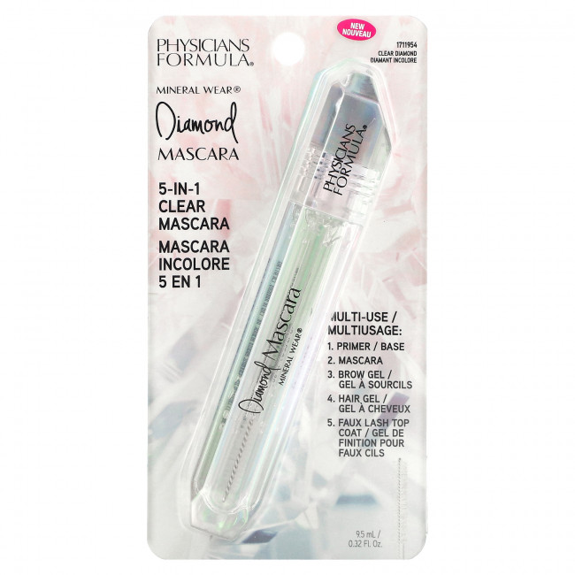 Physicians Formula, Mineral Wear, Diamond Mascara, прозрачная тушь 5-в-1, Clear Diamond, 9,5 мл (0,32 жидк. Унции) Physicians Formula, Mineral Wear, Diamond Mascara, прозрачная тушь 5-в-1, Clear Diamond, 9,5 мл (0,32 жидк. Унции)