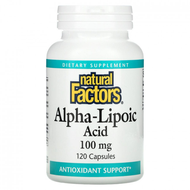 Natural Factors, Альфа-липоевая кислота, 100 мг, 120 капсул