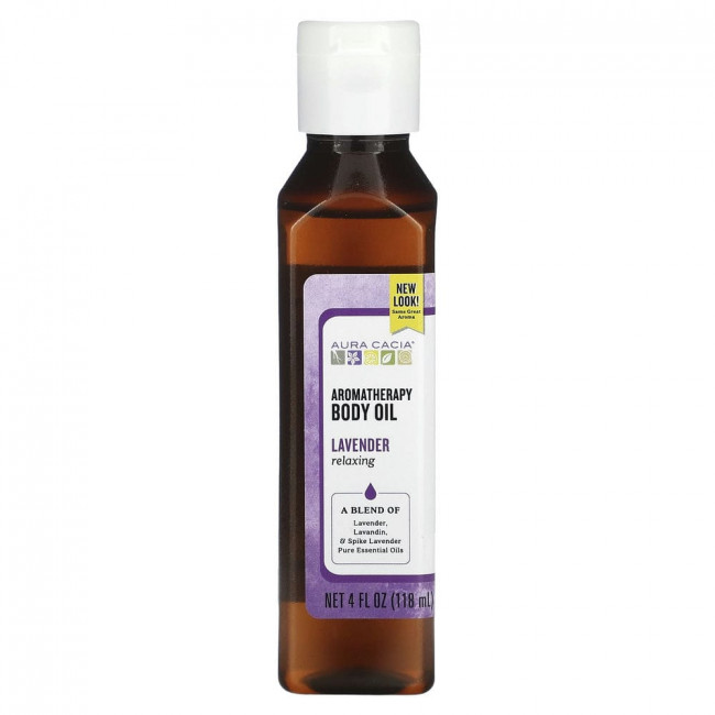 Aura Cacia, Масло для тела с эффектом ароматерапии, успокаивающая лаванда, 4 жидкие унции (118 мл) Aura Cacia, Масло для тела с эффектом ароматерапии, успокаивающая лаванда, 4 жидкие унции (118 мл)