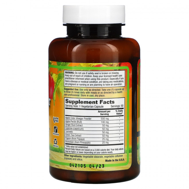 Dynamic Health Laboratories, Яблочный уксус, 90 растительных капсул Dynamic Health Laboratories, Яблочный уксус, 90 растительных капсул