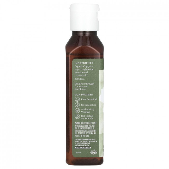 Aura Cacia, Органическое масло для тела, фракционированное кокосовое масло, 118 мл