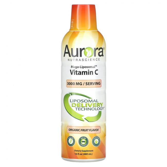 Aurora Nutrascience, Mega-Liposomal Vitamin C, органический фруктовый вкус, 3000 мг, 480 мл (16 жидк. унций) Aurora Nutrascience, Mega-Liposomal Vitamin C, органический фруктовый вкус, 3000 мг, 480 мл (16 жидк. унций)