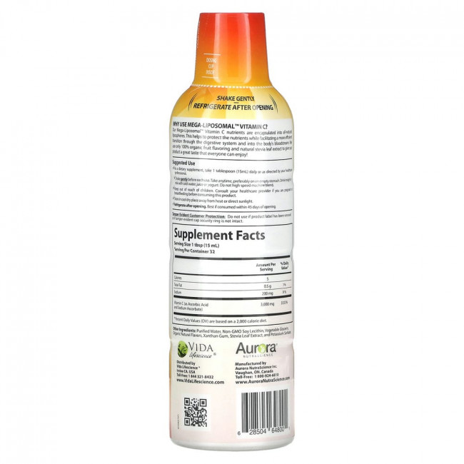 Aurora Nutrascience, Mega-Liposomal Vitamin C, органический фруктовый вкус, 3000 мг, 480 мл (16 жидк. унций) Aurora Nutrascience, Mega-Liposomal Vitamin C, органический фруктовый вкус, 3000 мг, 480 мл (16 жидк. унций)