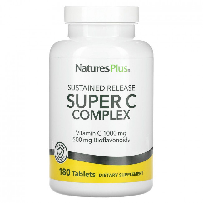 NaturesPlus, суперкомплекс с витамином C длительного высвобождения, 180 таблеток NaturesPlus, суперкомплекс с витамином C длительного высвобождения, 180 таблеток
