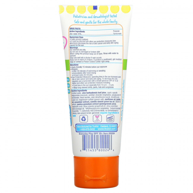 TruKid, TruBaby, солнцезащитное средство для ежедневного использования, SPF 30+, легкий цитрусовый аромат, 58 мл (2 жидк. Унции) TruKid, TruBaby, солнцезащитное средство для ежедневного использования, SPF 30+, легкий цитрусовый аромат, 58 мл (2 жидк. Унции)