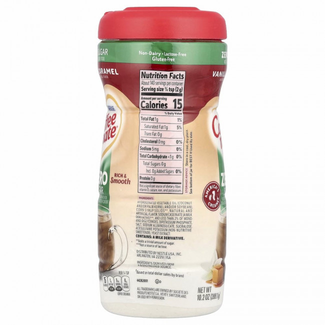 Coffee Mate, Кофейные сливки в порошке, без сахара, ваниль и карамель, 289,1 г (10,2 унции) Coffee Mate, Кофейные сливки в порошке, без сахара, ваниль и карамель, 289,1 г (10,2 унции)