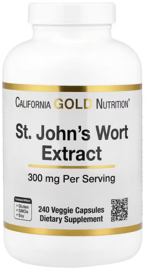 California Gold Nutrition, экстракт зверобоя, 300 мг, 240 растительных капсул