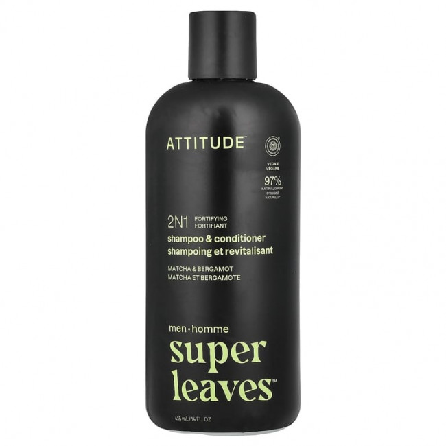 ATTITUDE, Super Leaves™, 2N1 укрепляющий шампунь и кондиционер для мужчин, матча и бергамот, 415 мл (14 жидк. унций) ATTITUDE, Super Leaves™, 2N1 укрепляющий шампунь и кондиционер для мужчин, матча и бергамот, 415 мл (14 жидк. унций)