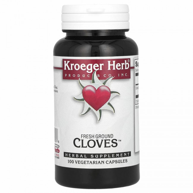 Kroeger Herb Co, свежемолотая гвоздика, 100 вегетарианских капсул