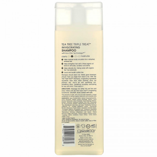Giovanni, Tea Tree Triple Treat, укрепляющий шампунь, для всех типов волос, 250 мл (8,5 жидк. унции) Giovanni, Tea Tree Triple Treat, укрепляющий шампунь, для всех типов волос, 250 мл (8,5 жидк. унции)