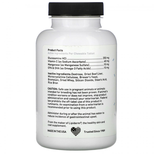 International Veterinary Sciences, Arthramine, добавка с глюкозамином, для маленьких и средних собак, 120 жевательных таблеток