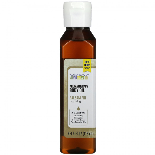 Aura Cacia, Ароматерапевтическое масло для тела, согревающая пихта бальзамическая, 4 жидких унции (118 мл) Aura Cacia, Ароматерапевтическое масло для тела, согревающая пихта бальзамическая, 4 жидких унции (118 мл)
